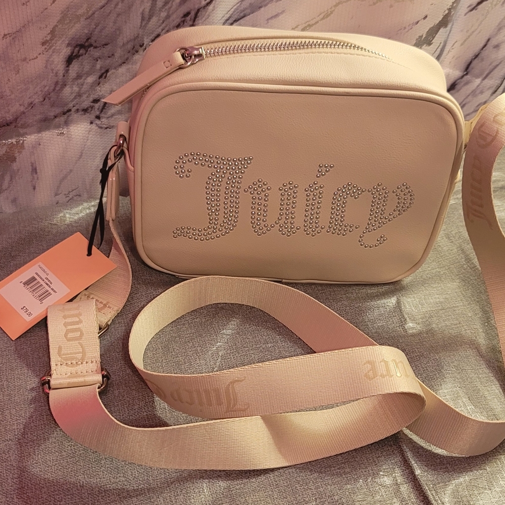 Juicy Couture Blush Pink Rhinestone Logo Crossbody Bag New With Tags